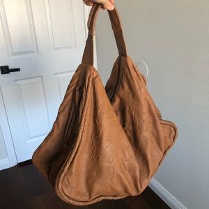 NWOT Vintage Camel Brown Leather Hobo Shoulder Bag